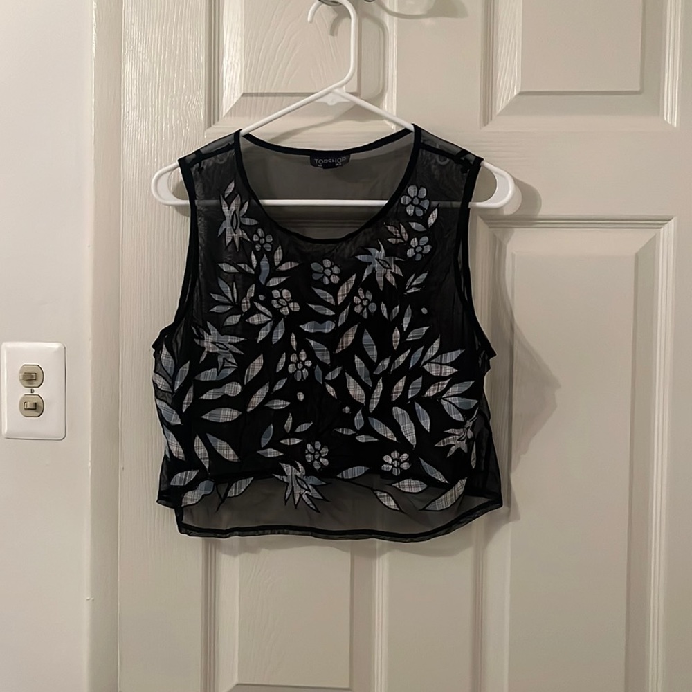 Mesh embroidered top